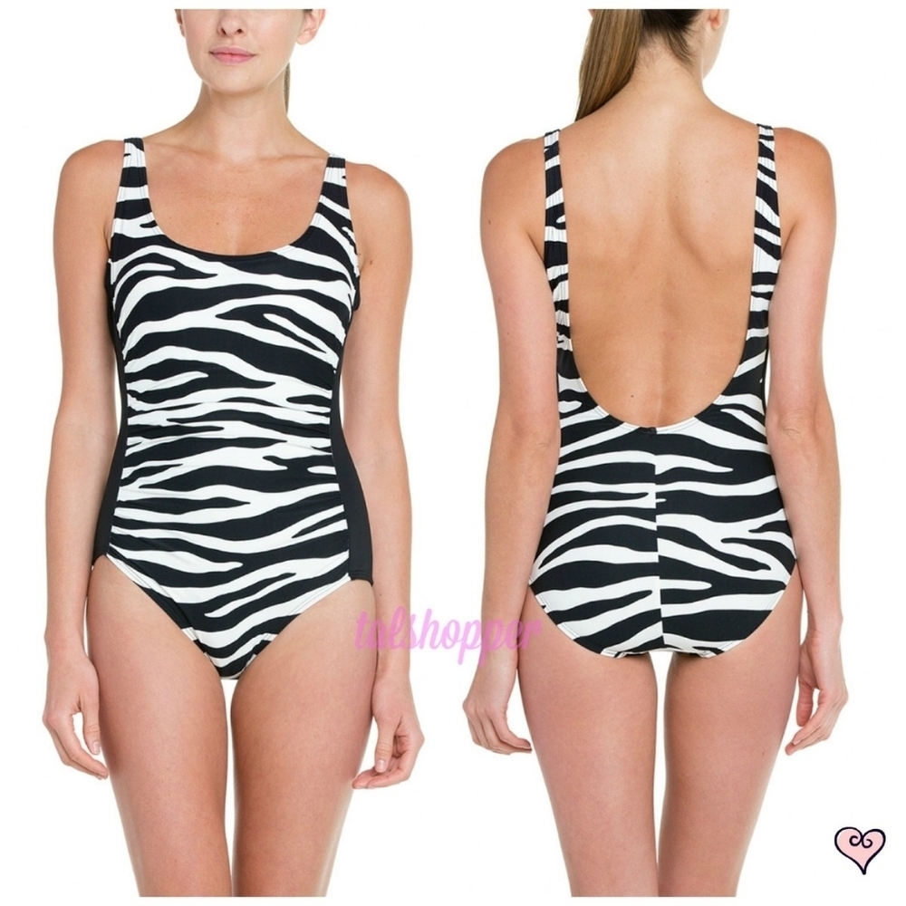 Carmen Marc Valvo Zebra Black One Piece Gorgeous  Swimsuit Sz 6 SW53